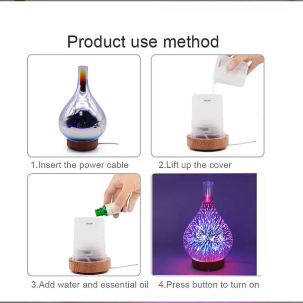 3D Glass Vase Essential Oil Fragrance Diffuser use method