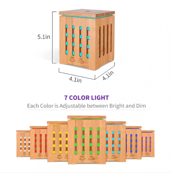 bamboo electric aroma diffuser-7 LED colour light