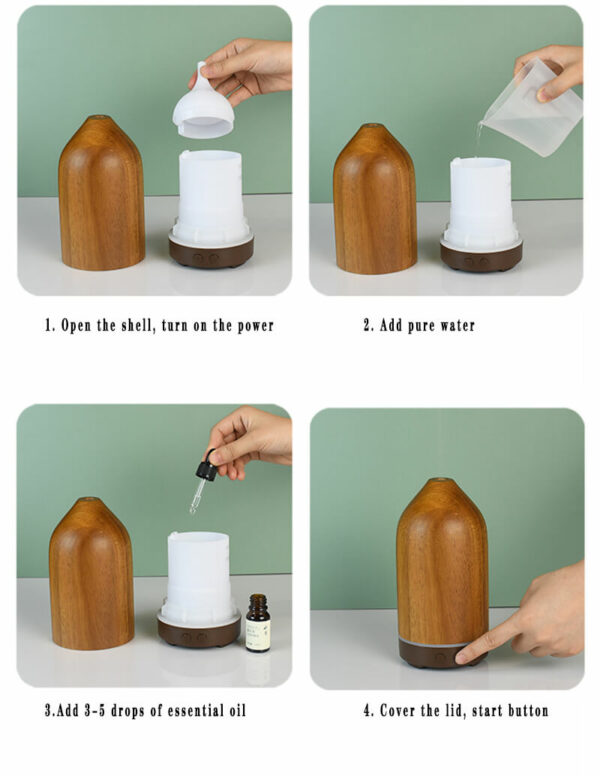 Solid Wood Essential Oil Diffuser method of application